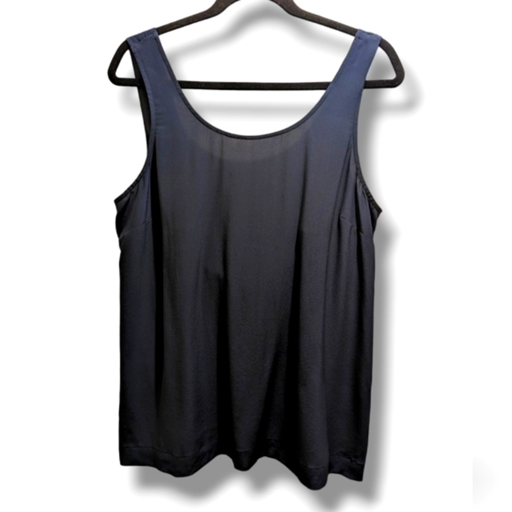 Madewell Silk Lookout Bow-Back Cutout Top Navy Blue Sleeveless Round Neck- L - Picture 3 of 12